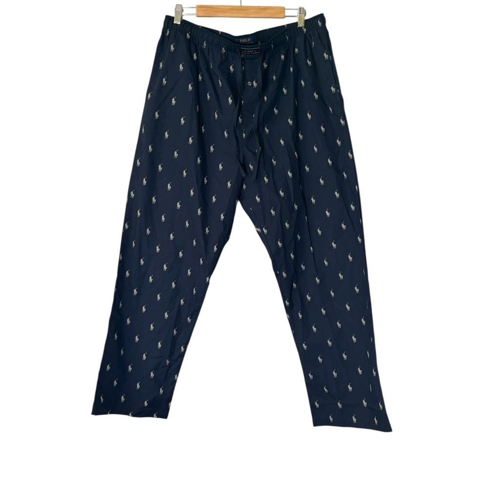 Polo Ralph Lauren Men's Navy Horse Patterned Sleepwear Pajama Pants- Size XL